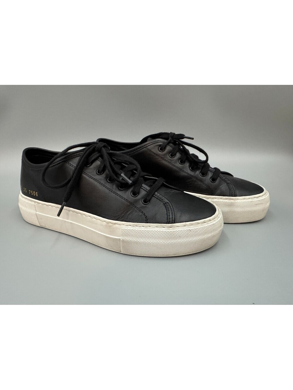 Women’s Common Projects Tournament Leather Trainer Sneakers 4017 Black US 5